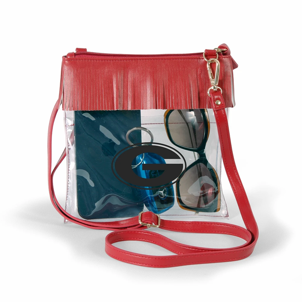 Women's Red Georgia Bulldogs Judyann Clear Crossbody with Fringe