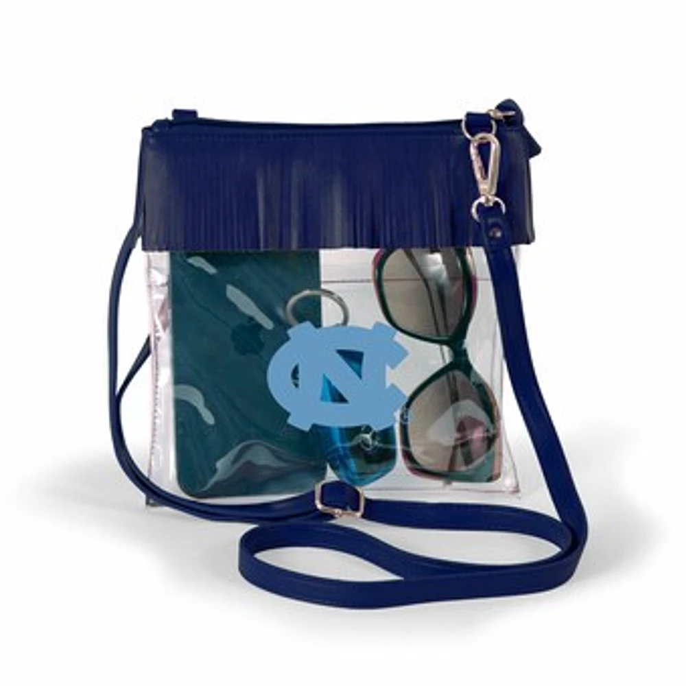 Women's Navy North Carolina Tar Heels Judyann Clear Crossbody with Fringe