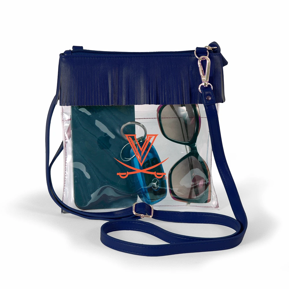 Women's Navy Virginia Cavaliers Judyann Clear Crossbody with Fringe