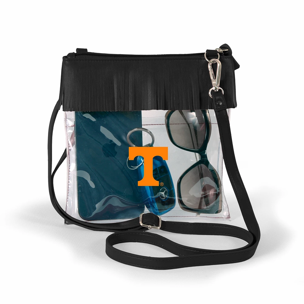 Women's Black Tennessee Volunteers Judyann Clear Crossbody with Fringe