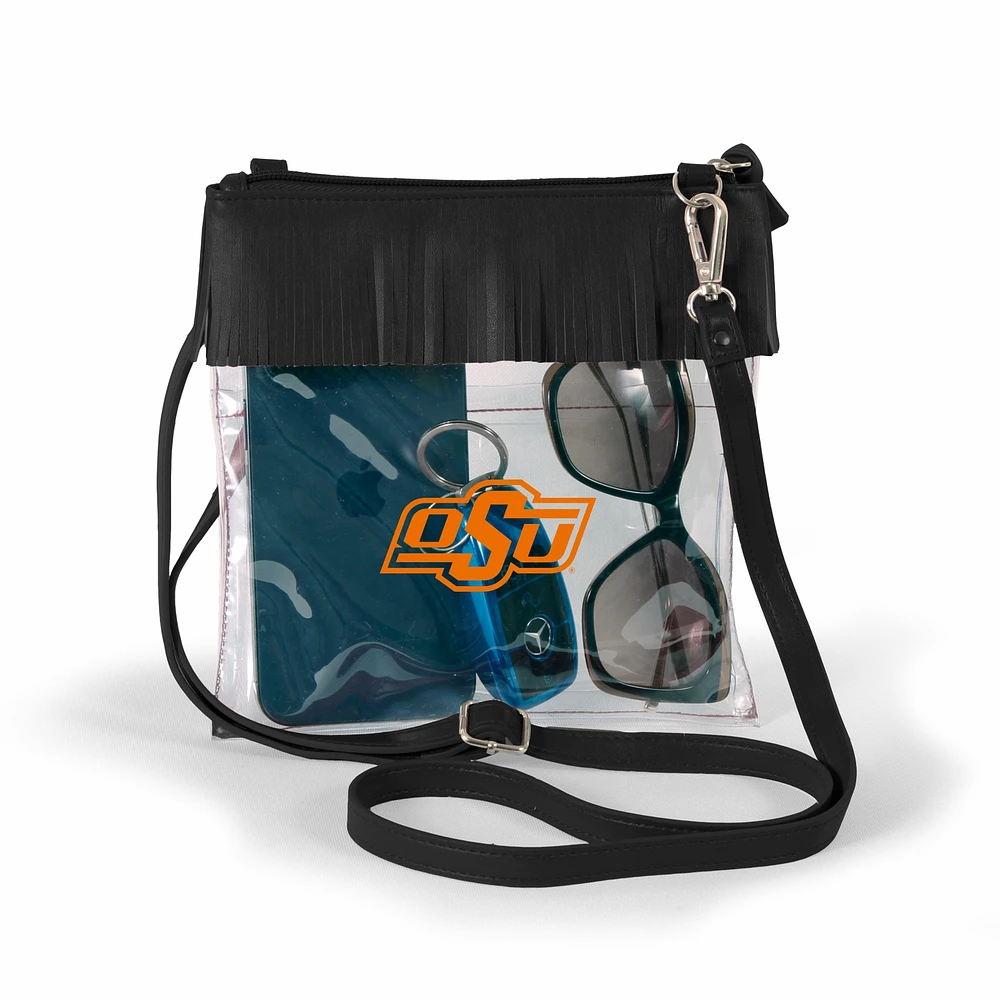 Women's Black Oklahoma State Cowboys Judyann Clear Crossbody with Fringe