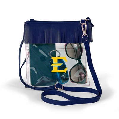 Women's Navy ETSU Buccaneers Judyann Clear Crossbody with Fringe