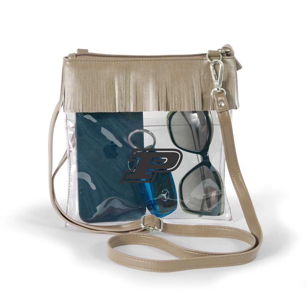 Women's Gold Purdue Boilermakers Judyann Clear Crossbody with Fringe