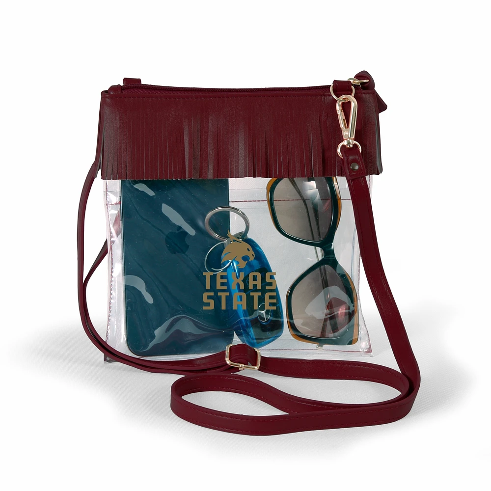 Women's Maroon Texas State Bobcats Judyann Clear Crossbody with Fringe