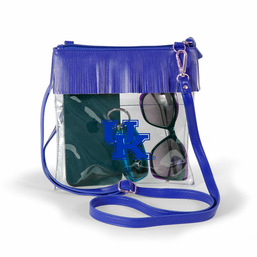 Women's Royal Kentucky Wildcats Judyann Clear Crossbody with Fringe