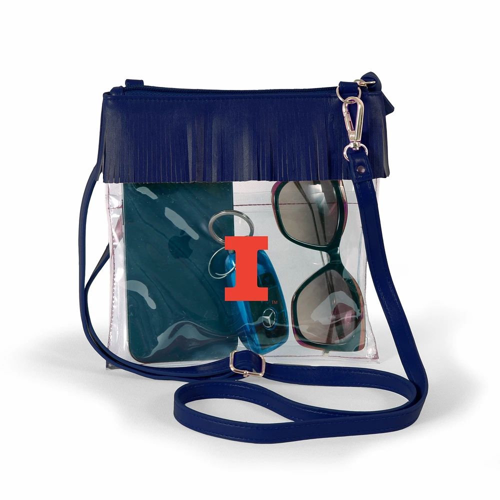 Women's Navy Illinois Fighting Illini Judyann Clear Crossbody with Fringe