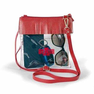 Women's Scarlet Arkansas State Red Wolves Judyann Clear Crossbody with Fringe