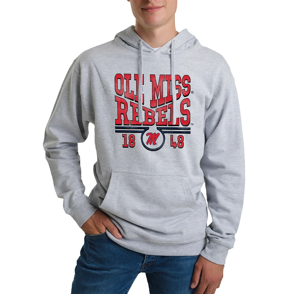 Unisex Uscape Apparel Heather Gray Ole Miss Rebels Standard Pullover Hoodie
