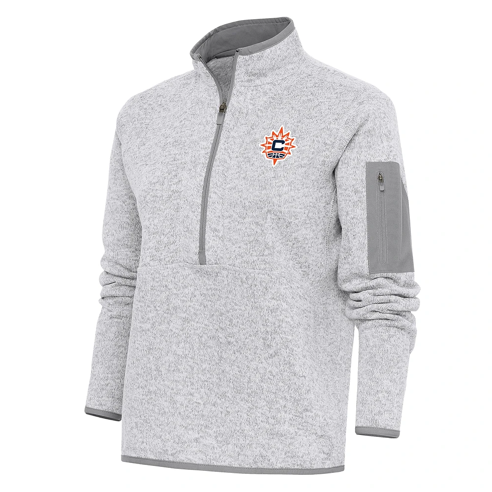 Women's Antigua Heather Gray Connecticut Sun Fortune Half-Zip Jacket