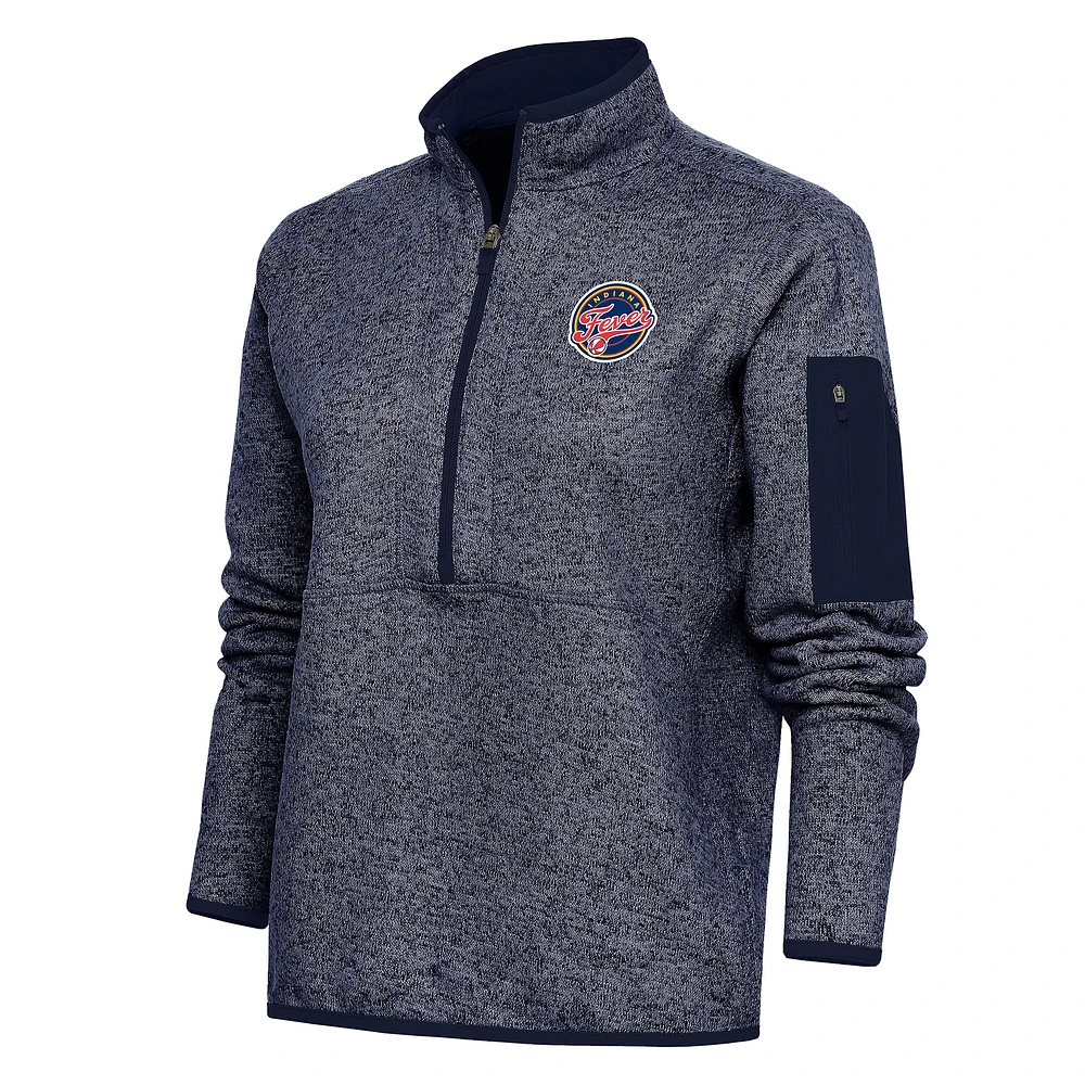 Women's Antigua Heather Navy Indiana Fever Fortune Half-Zip Jacket