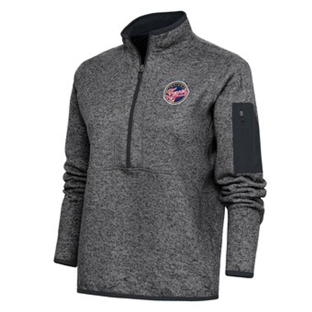 Women's Antigua Heather Charcoal Indiana Fever Fortune Half-Zip Jacket
