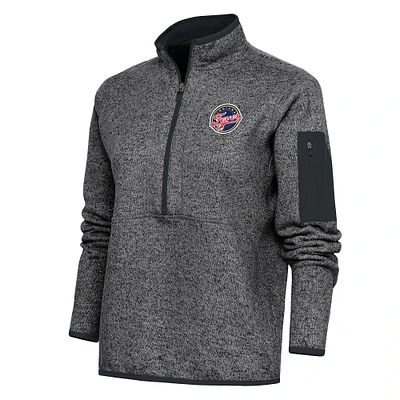 Women's Antigua Heather Charcoal Indiana Fever Fortune Half-Zip Jacket