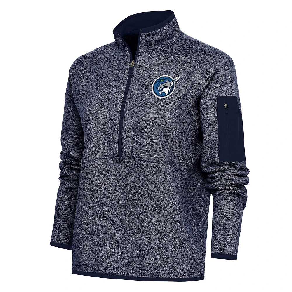 Women's Antigua Heather Navy Minnesota Lynx Fortune Half-Zip Jacket