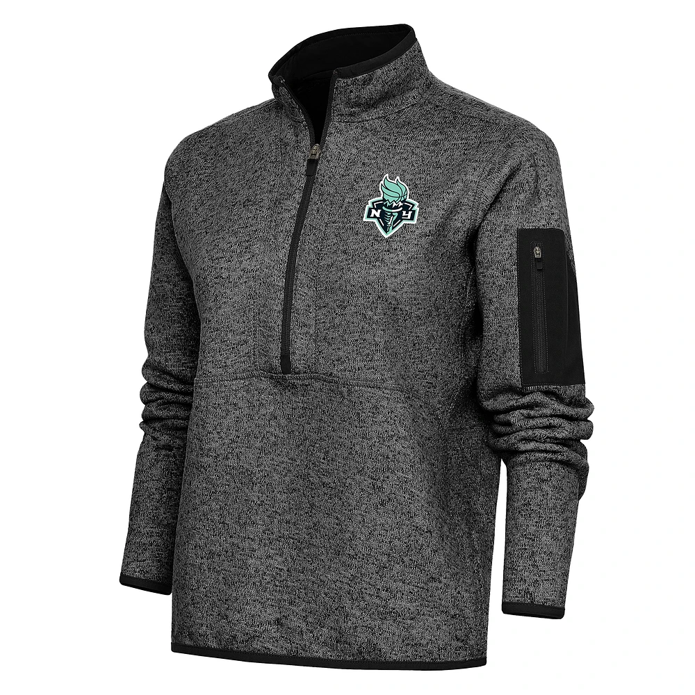 Women's Antigua Heather New York Liberty Fortune Half-Zip Jacket