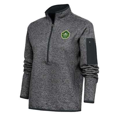 Women's Antigua Heather Charcoal Seattle Storm Fortune Half-Zip Jacket