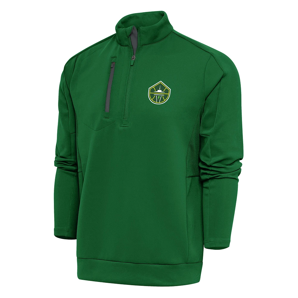 Men's Antigua Green Seattle Storm Generation Quarter-Zip Jacket