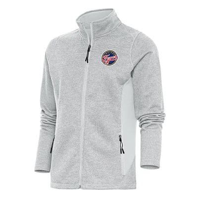 Women's Antigua Gray Indiana Fever Course Full-Zip Jacket