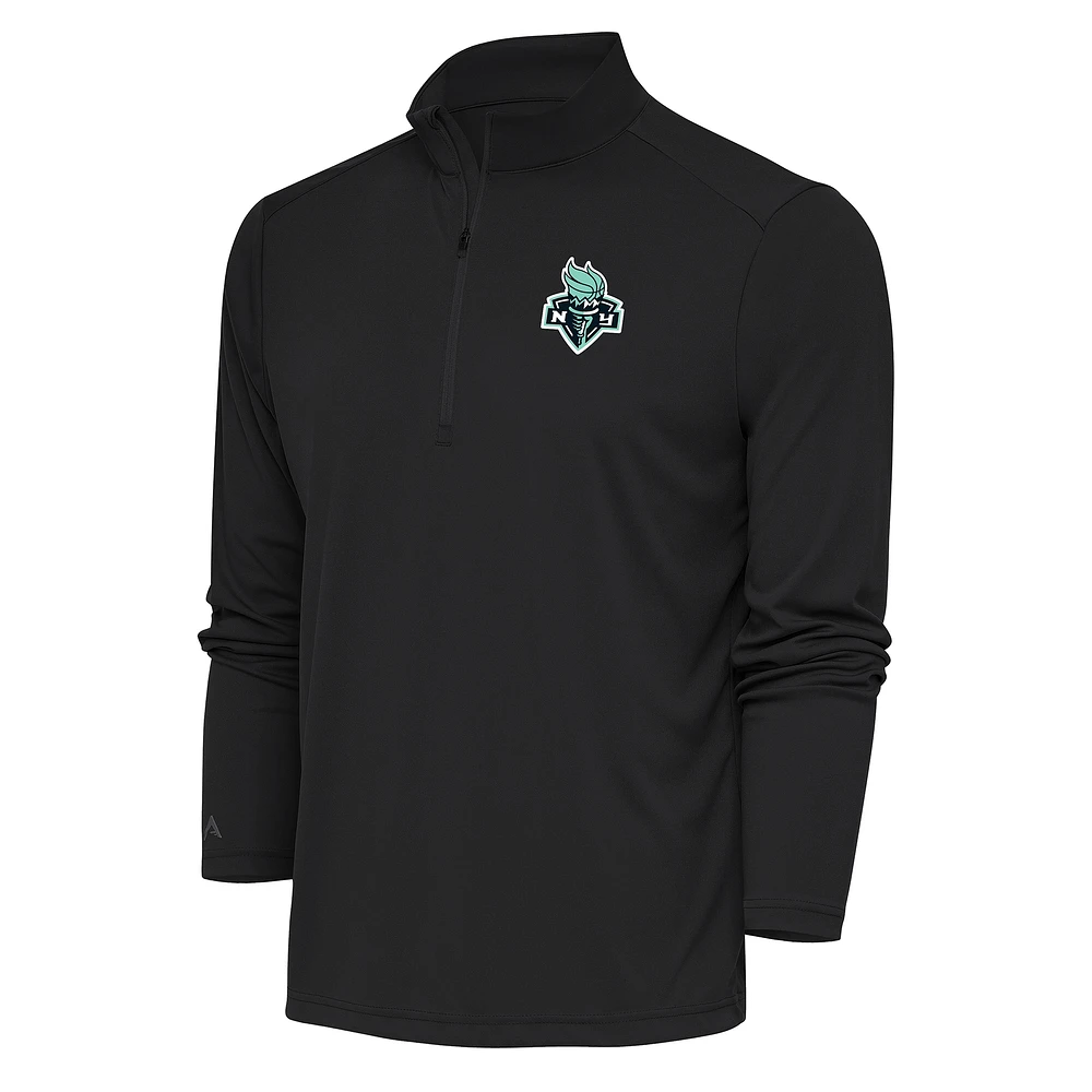 Men's Antigua Charcoal New York Liberty Tribute Quarter-Zip Jacket