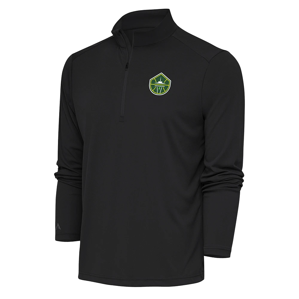 Men's Antigua Charcoal Seattle Storm Tribute Quarter-Zip Jacket