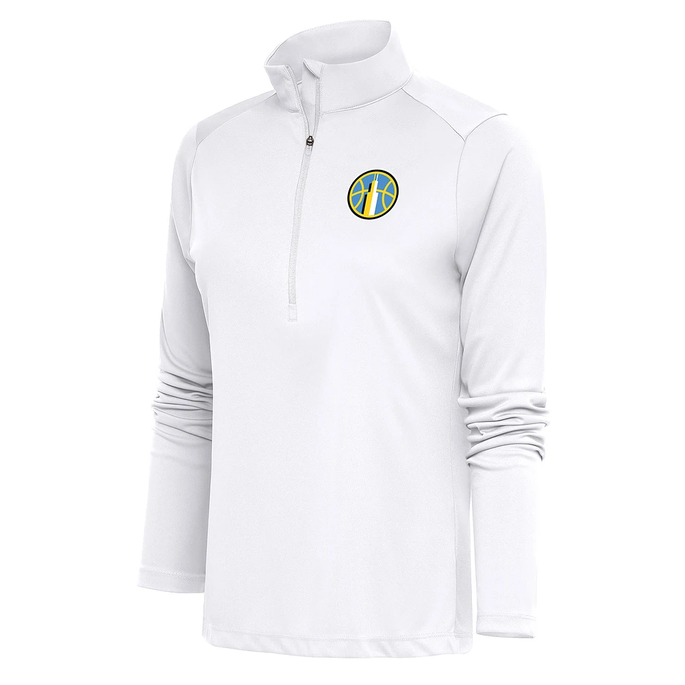 Women's Antigua White Chicago Sky Tribute Half-Zip Jacket