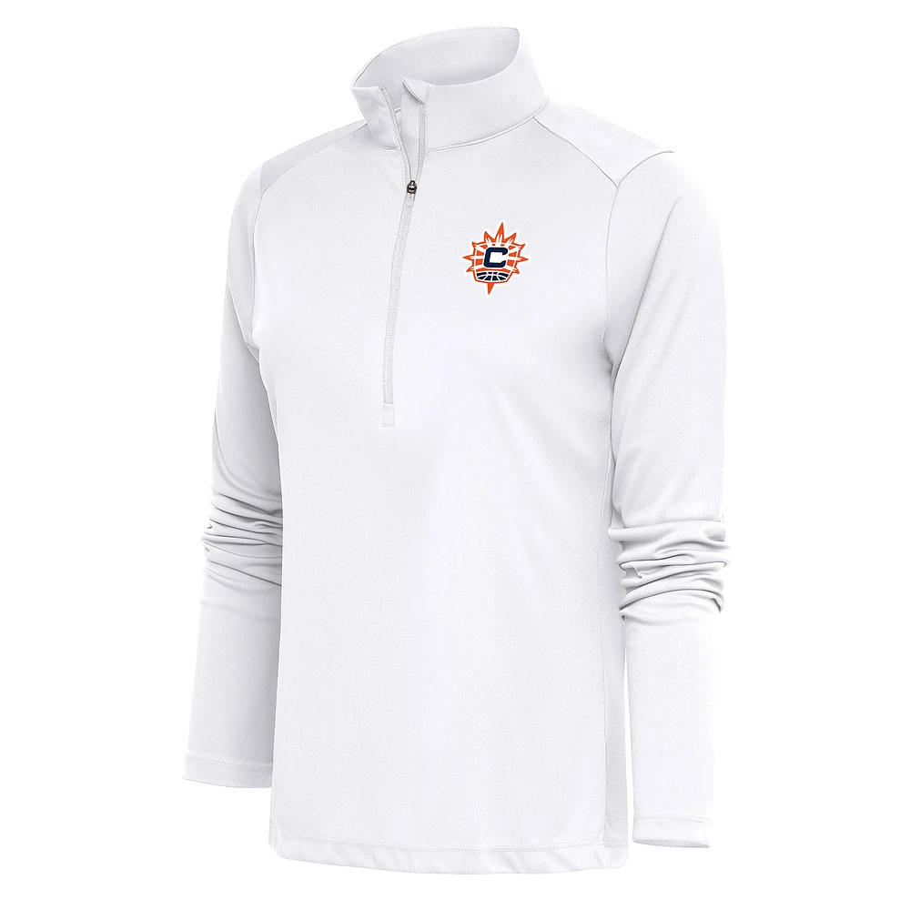 Women's Antigua White Connecticut Sun Tribute Half-Zip Jacket