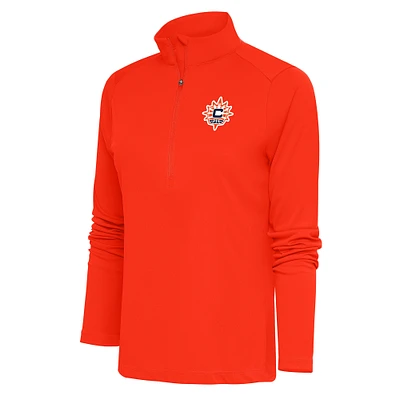 Women's Antigua Orange Connecticut Sun Tribute Half-Zip Jacket