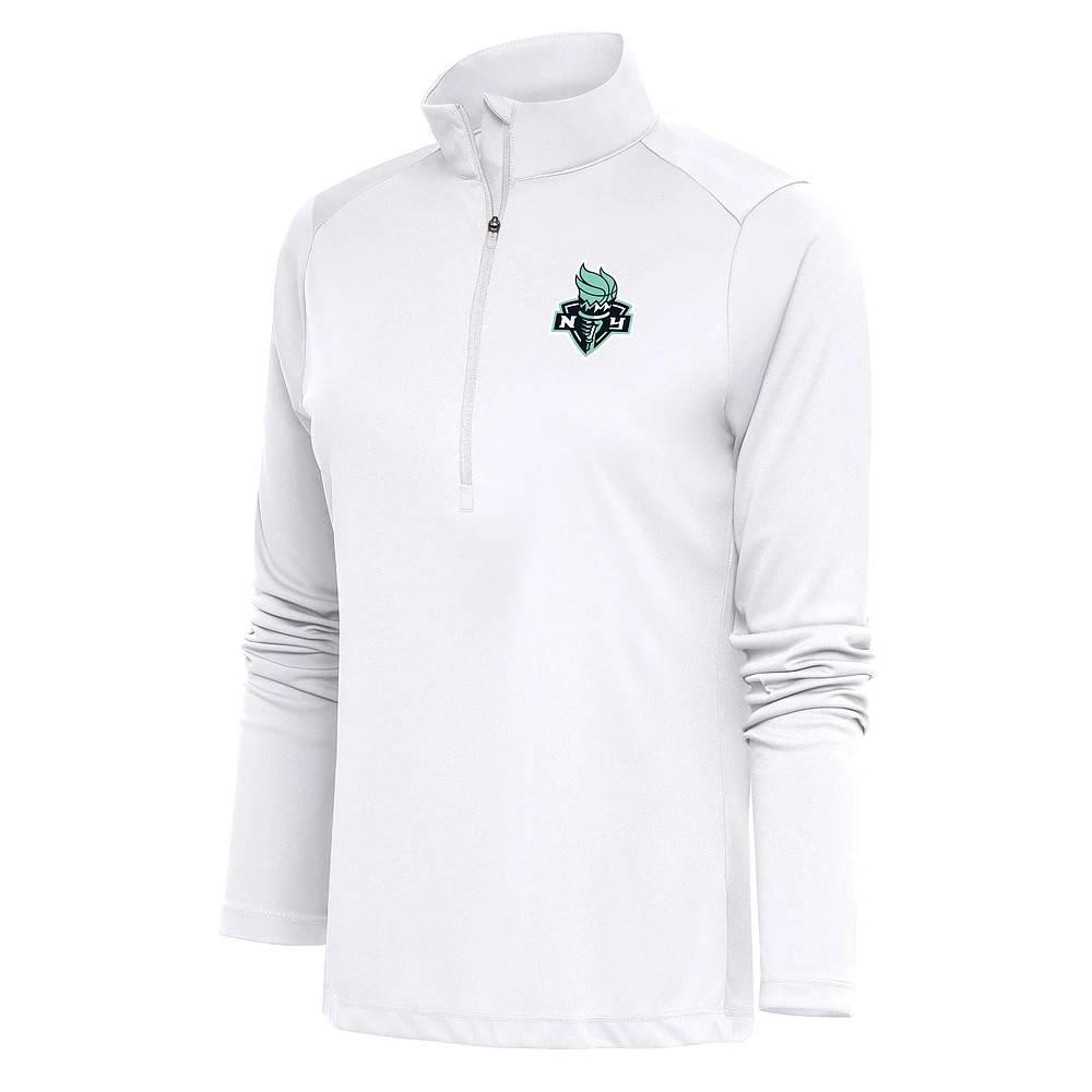 Women's Antigua White New York Liberty Tribute Half-Zip Jacket