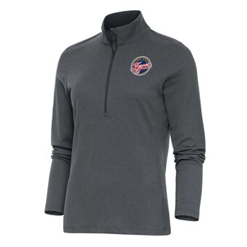 Women's Antigua Heather Charcoal Indiana Fever Epic Half-Zip Jacket