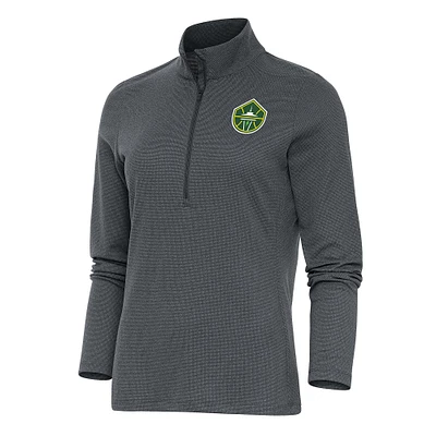 Women's Antigua Heather Charcoal Seattle Storm Epic Half-Zip Jacket