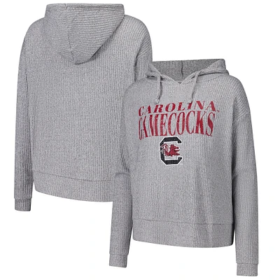 Women's Concepts Sport Heather Gray South Carolina Gamecocks Juniper Soft Modest Cropped Long Sleeve Hoodie Top