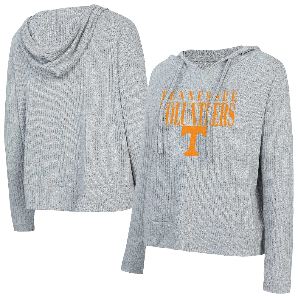 Women's Concepts Sport Heather Gray Tennessee Volunteers Juniper Soft Modest Cropped Long Sleeve Hoodie Top