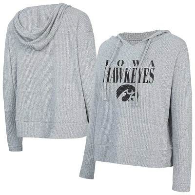 Women's Concepts Sport Grey Iowa Hawkeyes Juniper Soft Modest Cropped Long Sleeve Hoodie Top