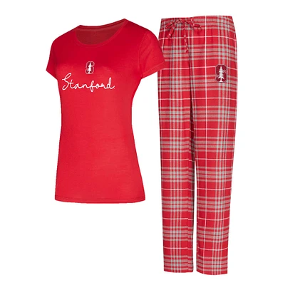 Women's Concepts Sport Cardinal Stanford Vector Top & Flannel Pants Sleep Set
