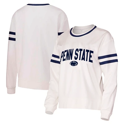 Women's Concepts Sport White Penn State Nittany Lions Borough French Terry Arch Over Long Sleeve Top