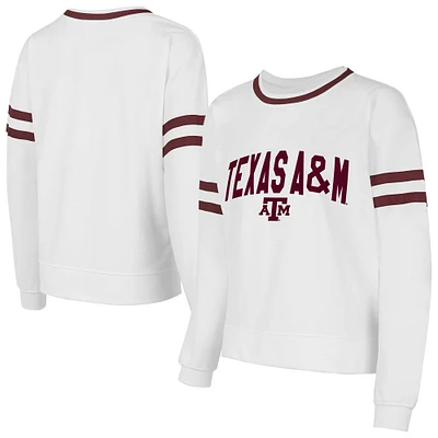 Women's Concepts Sport White Texas A&M Aggies Borough French Terry Arch Over Long Sleeve Top