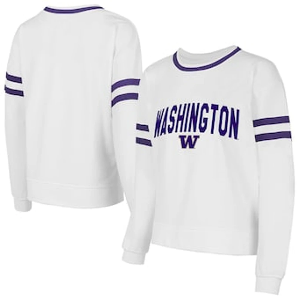 Women's Concepts Sport White Washington Huskies Borough French Terry Arch Over Long Sleeve Top