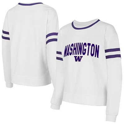 Women's Concepts Sport White Washington Huskies Borough French Terry Arch Over Long Sleeve Top