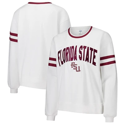 Women's Concepts Sport White Florida State Seminoles Borough French Terry Arch Over Long Sleeve Top