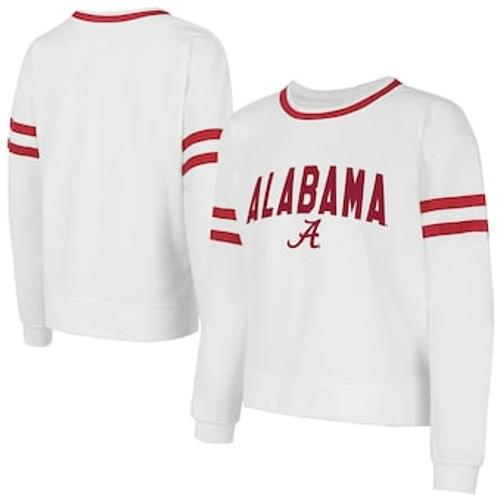 Women's Concepts Sport White Alabama Crimson Tide Borough French Terry Arch Over Long Sleeve Top