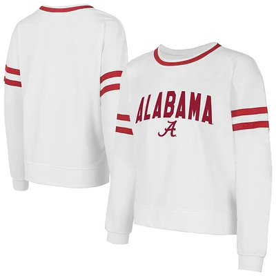 Women's Concepts Sport White Alabama Crimson Tide Borough French Terry Arch Over Long Sleeve Top