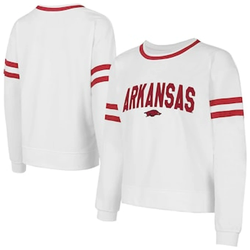 Women's Concepts Sport White Arkansas Razorbacks Borough French Terry Arch Over Long Sleeve Top