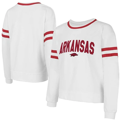 Women's Concepts Sport White Arkansas Razorbacks Borough French Terry Arch Over Long Sleeve Top