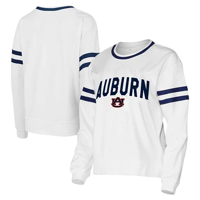 Women's Concepts Sport White Auburn Tigers Borough French Terry Arch Over Long Sleeve Top