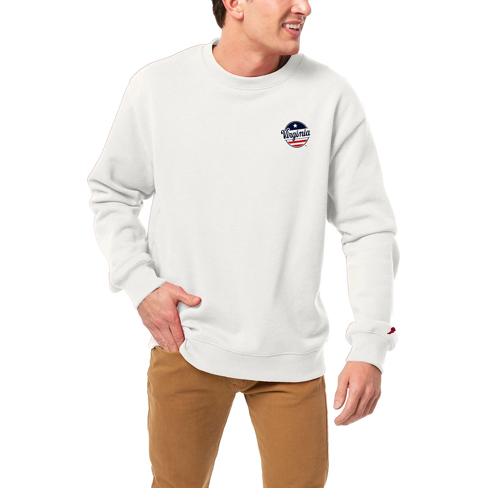Men's League Collegiate Wear White Virginia Cavaliers Red, White & Hoo Essentials Pullover Sweatshirt