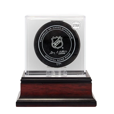 NHL Utah Mahogany Hockey Puck Logo Display Case