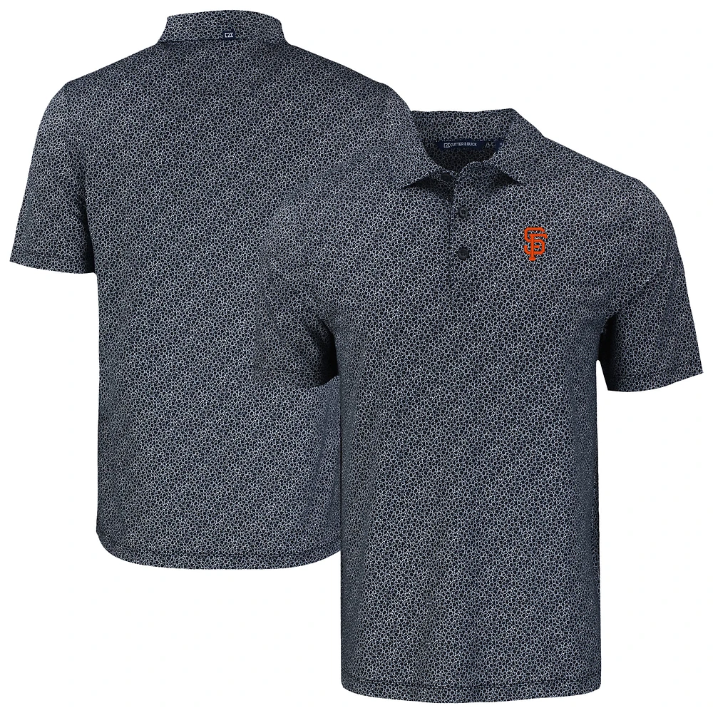 Men's Cutter & Buck Black San Francisco Giants Pike Eco Pebble Print Stretch Recycled Polo