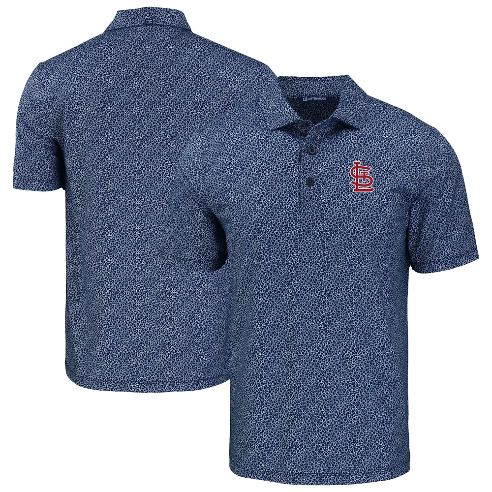 Men's Cutter & Buck Navy St. Louis Cardinals Pike Eco Pebble Print Stretch Recycled Polo