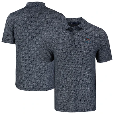 Men's Cutter & Buck Black Miami Marlins Pike Eco Pebble Print Stretch Recycled Polo