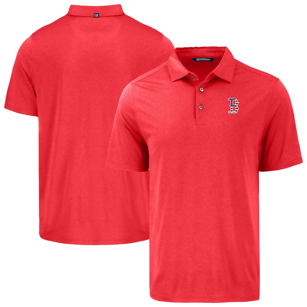 Men's Cutter & Buck Red Boston Sox Coastline Epic Comfort Eco Recycled Polo
