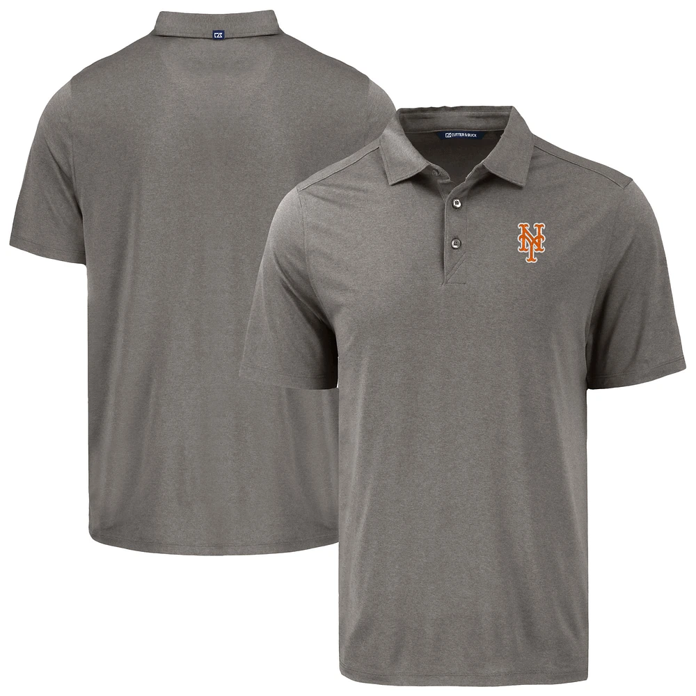Men's Cutter & Buck Gray New York Mets Coastline Epic Comfort Eco Recycled Polo